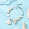Natural Spiral Shell and Shell Pearl Beads Charm Bracelets for Women BJEW-TA00706-1