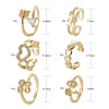 6Pcs 6 Styles Brass Micro Pave Clear Cubic Zirconia Cuff Rings RJEW-LS0001-43G-3