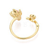Lotus Brass Enamel Cuff Rings Setting KK-T079-14G-2