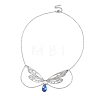 304 Stainless Steel & Blue Glass Pendant Necklaces NJEW-TA00253-3