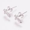 Brass Micro Pave Cubic Zirconia Stud Earrings EJEW-F125-05P-1