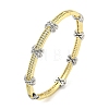 Letter X Brass Micro Pave Clear Cubic Zirconia Hinded Bangles for Women BJEW-Z062-09G-1