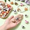 52Pcs 13 Styles Natural Wood European Beads WOOD-CJ0002-82-4