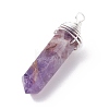 Natural Gemstone Pointed Pendants PALLOY-JF01312-4