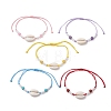 Natural Gemstone & Cowrie Shell Beads Braided Bead Bracelets BJEW-MZ00318-2