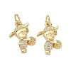 Brass Micro Pave Clear Cubic Zirconia Pendants CU-CBA9AFC-01G-24-1