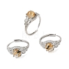 Brass Micro Pave Cubic Zirconia Finger Rings CU-CBA260E-18P-4