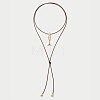 Ocean 304 Stainless Steel Fish Pendant Leather Cord Lariat Necklaces for Women WG28216-01-2