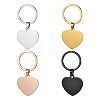 4Pcs 4 Styles Stainless Steel Keychains KEYC-TA0004-81G-1