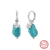 Natural Turquoise Beaded Hoop Earrings EJEW-L294-001P-1