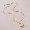 Vintage 304 Stainless Steel Enamel White Evil Eye Pendant Necklaces for Women QI8338-5