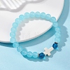 6Pcs Round Spray Painted Imitation Jade Glass Beads Stretch Bracelets for Women BJEW-JB12881-3