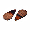 Transparent Resin & Walnut Wood Pendants RESI-N025-030-C02-3