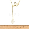 Adjustable 304 Stainless Steel & Natural Shell Butterfly Heart Pendant Cable Chain Lariat Necklaces for Women NJEW-JN06250-4