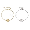 2Pcs 2 Colors 304 Stainless Steel Round Cabochon Setting Bracelets BJEW-JB11091-1