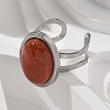 Oval Natural Red Jasper Finger Rings RJEW-M062-02P-14-5