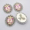 Antique Silver Plated Alloy Glass Oval Big Pendants GLAA-N0009-02-2