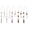 5Pcs 5 Style Natural Gemstone Pointed Dowsing Pendulums FIND-FH0007-82-1