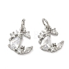 Brass Micro Pave Clear Cubic Zirconia Pendants KK-D228-17P-1