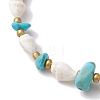 Synthetic Turquoise Chips & Natural Trumpet Shell Beaded Anklets AJEW-AN00585-3
