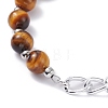 Natural Mixed Stone Round Beaded Bracelets Set with Curb Chain for Men Women BJEW-TA00048-14