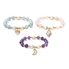 Natural Mixed Gemstone & Pearl Beaded Stretch Bracelet BJEW-JB09360-1