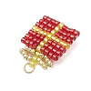 Glass Seed Beaded Christmas Gift Pendants PALLOY-MZ00899-01-4
