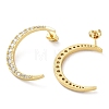 Moon Rack Plating Brass Micro Pave Clear Cubic Zirconia Stud Earrings for Women EJEW-A045-05G-2