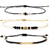 3Pcs Natural Gemstone & Glass Beaded Braided Bead Bracelets WW1419-2-1