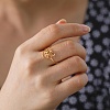 Hollow Out Lotus 304 Stainless Steel Finger Ring for Women RJEW-E073-06G-4