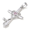 Brass Micro Pave Pink Cubic Zirconia Pendants CU-CBA280C-09P-2