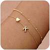 2Pcs 2 Styles Brass Beaded Bracelets & Satellite Chains Bracelets for Women FS-WG4A116-10-1