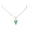 Natural Mixed Gemstone Faceted Cube Beaded Tassel Pendant 304 Stainless Steel Satellite Chain Necklaces for Women NJEW-JN06448-4