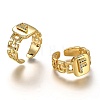 Brass Micro Pave Clear Cubic Zirconia Cuff Rings RJEW-H541-01F-G-2