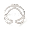 304 Stainless Steel Heart Open Cuff Ring for Women RJEW-I098-22P-3