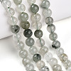 Natural Green Rutilated Quartz Round Beads Strands G-T140-8mm-02-3