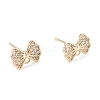 Brass Micro Pave Clear Cubic Zirconia Stud Earring Findings X-KK-D063-16G-1