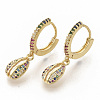 Brass Micro Pave Colorful Cubic Zirconia Dangle Hoop Earrings EJEW-S208-086-2