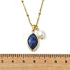 Natural Lapis Lazuli Faceted Horse Eye & Natural Pearl Pendant 304 Stainless Steel Satellite Chain Necklaces for Women NJEW-JN06057-01-4