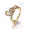 Adjustable Brass Micro Pave Cubic Zirconia Finger Rings RJEW-L086-04G-2