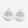 Tibetan Style Alloy Flat Round with Tree of Life Pendants X-TIBEP-Q043-314-RS-1