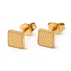 Ion Plating(IP) 304 Stainless Steel Textured Square Stud Earrings EJEW-Q783-02G-1