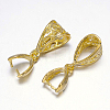 Filigree Rack Plating Brass Pendant Pinch Bails X-KK-L102-12G-1