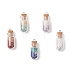 5Pcs 5 Styles Clear Glass Wishing Bottle with Mixed Gemstone Chip Inside Pendants PALLOY-JF04164-1