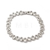Clear Cubic Zirconia Oval Link Chain Bracelet BJEW-E073-04P-2