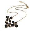 304 Stainless Steel Enamel Black Flower Bib Necklaces for Women NJEW-P352-01G-4
