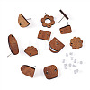 Fashewelry 22Pairs 11 Style Walnut Wood Stud Earring Findings MAK-FW0001-01-11