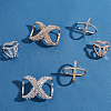 6Pcs 6 Style Crystal Infinity-shaped & X-shape & Three Ring Shape Rhinestone Scarf Buckle Rings JEWB-CA0001-03-4