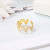 Heart Brass Micro Pave Clear Cubic Zirconia Cuff Rings for Women FS-WG66D21-01-2