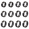 12Pcs 6 Size 201 Stainless Steel Grooved Finger Ring Settings STAS-TA0002-15B-2